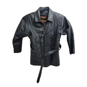 Vtg Global Identity GIII G3 Mens Medium Black Leather Jacket Lined Zip